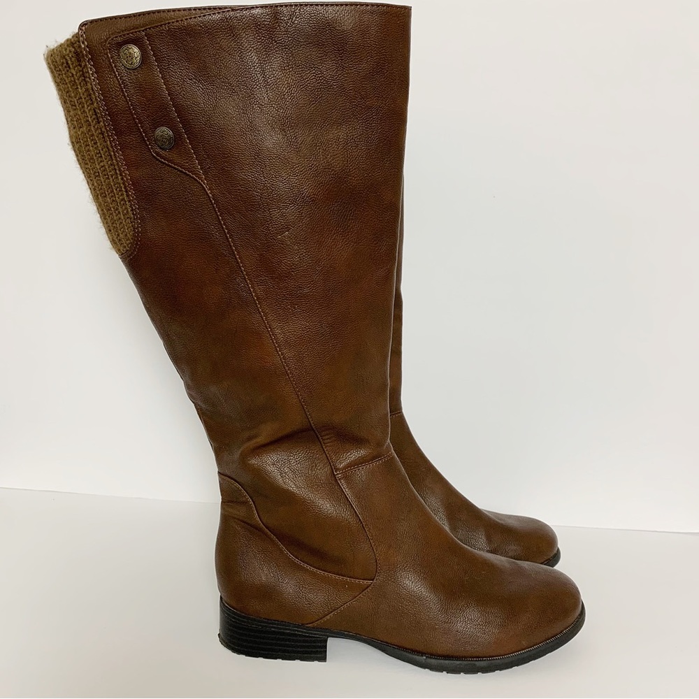 Life Stride XRipley Size 7.5 Brown Faux Leather Calf Riding Boots